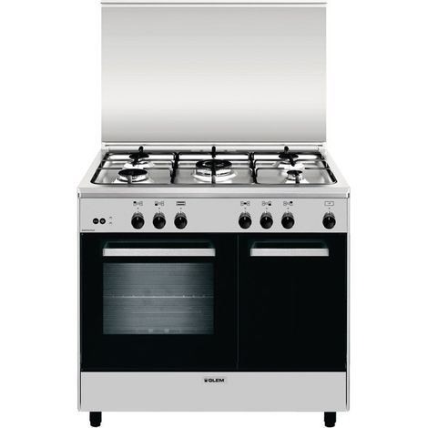 Glem Gas Cucina AR965GI 90cm Acciaio Inox 5 Fuochi Forno Gas 70L