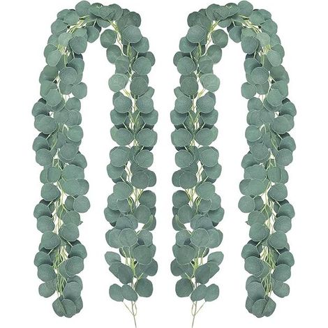 QAZQA 2 Pièces Guirlande vignes artificielles Couronne Eucalyptus, 1.8M 146 Eucalyptus Feuilles, Plante Artificielle Couronne d'eucalyptus, pour Mariage, Jardin, Suspendu, décoration Murale (1/5)