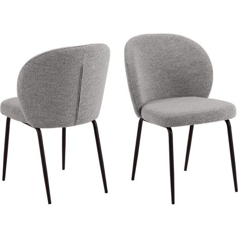 Chaise scandinave bouclette et pieds en métal noir (lot de 2) - PAMELA (1/5)