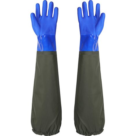 Dépolie Étanche Gants Allongés en Caoutchouc - 27Pouces, Doublure Floquante, Poignets Élastiques - Pour Nettoyage D'étang, Industrie Chimique, Agriculture, Pêche, Construction