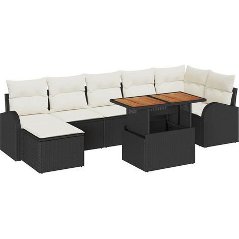 Garden Sofa Set with Storage 8 pcs Black Poly rattan vidaXL