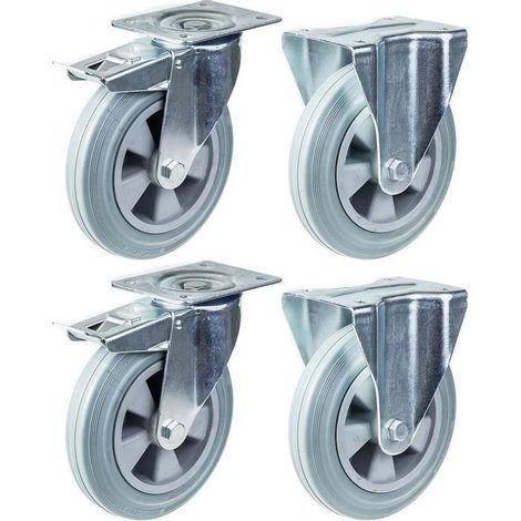 Wheels - PARNELLS - 200 mm - Grey rubber - Capacity 820 kg - Set of 4