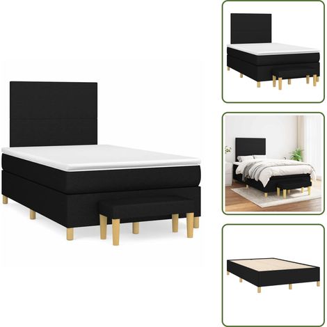 The Living Store Boxspringbett mit Matratze Schwarz 120x190 cm Stoff - Boxspringbett - Doppelbett - Schlafraum - Bettgestell - Bettenrahmen (1/5)