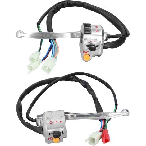 2 pièces 22mm moto frein à tambour interrupteur de guidon gauche droite en alliage d'aluminium argent remplacement pour JH70 JH90 (1/5)