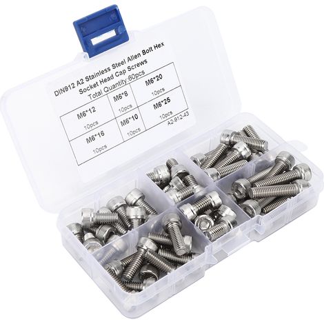 Lot de 60 vis Allen M6 en acier inoxydable pour l'industrie électronique (1/5)