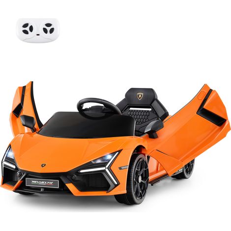 Voiture Electrique 12 V pour Enfants, Sous Licence Lamborghini Revuelto, Télécommande, Portes Hydrauliques, 4 Roues à Suspension, Orange (1/5)