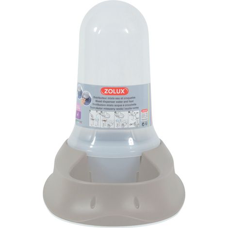Distributeur mixte 3.5 litres eau ou croquettes Taupe antidérapant pour chien - Stefanplast (1/4)