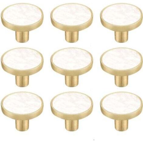 Set mit 8 runden Zinklegierungs-Schrankknöpfen, weißen dekorativen Schubladengriffen, Kommodenknöpfen, Schubladenknöpfen, Küchenmöbelknöpfen, Kleiderhaken (8 Ausführungen)