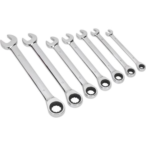 Sealey Ratchet Combination Spanner Set 7pc Metric S01142 (1/3)