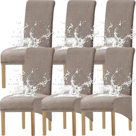 Couverture de chaise de salle à manger 6pcs, grande couverture de chaise avec dossier haut, couverture de chaise universelle (1/5)