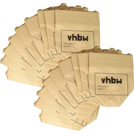 vhbw 20x sacchetto compatibile con Vorwerk folletto VK130, VK131, VK 130, VK 131, VK130SC aspirapolvere - in carta, 24,5cm x 20,5cm, marrone