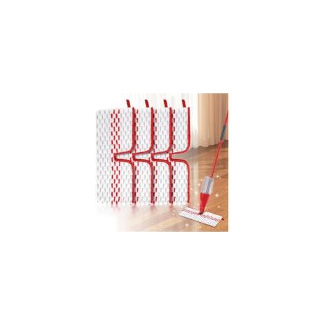 Kit di 4 ricariche in microfibra per mocio spray, 2 in 1 riutilizzabili per mocio Vileda 1-2 Spray Max, ricariche rosse e grigie, adatte a tutti i tipi di pavimento - Crezuo