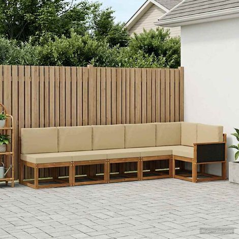 Teenpull – Outdoor-Sofagarnitur 6 Stk. Natur und Beige Polyester (1/5)