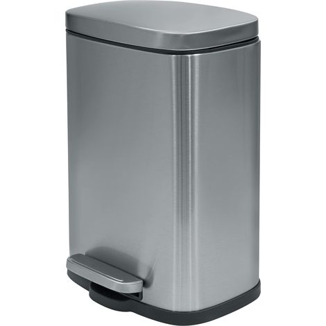 Poubelle de Salle de Bain à Pédale AKIRA - Acier Inoxydable Haut de Gamme - Fermeture Silencieuse Easy-Close - Métal Brossé - 12L (1/5)