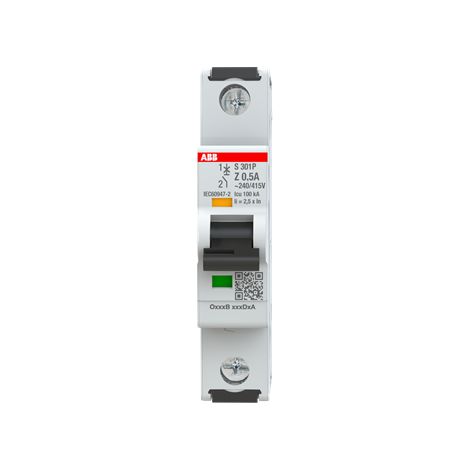 S300P-Disjoncteur 1P-0.5A-Courbe Z-Pdc 25000A-230VAC 100kA-60VDC 25kA-1 module 2CDS381001R0158 ABB A908046 (1/4)