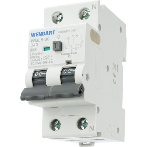 Disjoncteur Différentiel RCBO Type A - B40A 30mA - 1P+N 6kA - Protection de Haute Sensibilité pour Électroménager et Circuits Sensibles - Format 36mm 2 Modules - WGL8-80 (1/5)