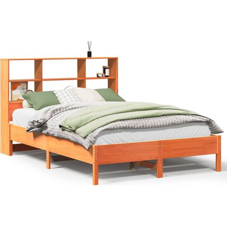 Maison Exclusive - Lit bibliothèque sans matelas cire marron 140x200 cm pin massif