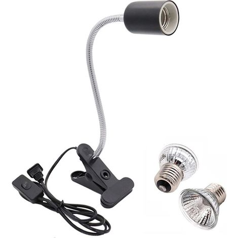 Lampe chauffante rétroéclairée pour tortues avec pince de fixation - Accessoire pratique pour reptiles