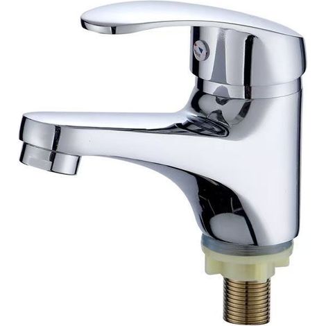 Robinet de lavabo tout cuivre pour lavabos et vasques de salle de bain, modèle Jordan eau chaude et froide (modèle eau froide simple) – Modèle eau froide simple en alliage de zinc électroplaqué