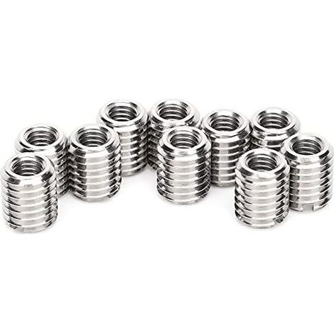 Lot de 10 écrous d'insertion M6/M10 en acier inoxydable 303 – Filetage femelle M6 x 1.0 – Filetage mâle M10 x 1.5 – Longueur 12 mm - M10x1