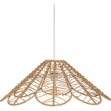 Atmosphera – Suspension en corde beige 58 cm – Hauteur 22 cm – Douille E27 – Puissance 40W – Câble ajustable 90 cm – Ambiance bohème