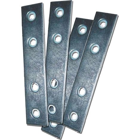 Gerade Verbindungsplatten „PLC02“ 80x15x2mm aus verzinktem Stahl (4 Stück, inkl. Schrauben)