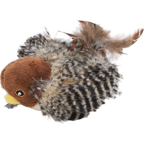 Jouet pour chat oiseau anti-stress avec plumes et chant simulé. (1/5)