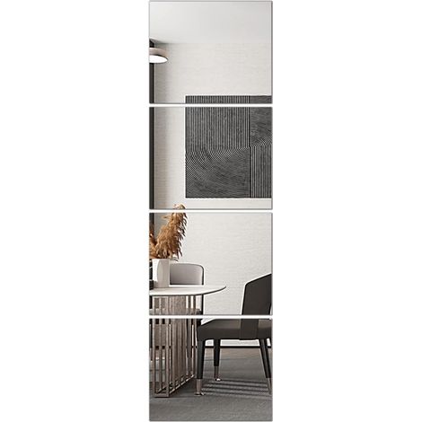 Miroir autocollant - Lot de 4 - Miroir acrylique autocollant - Miroir mural - Miroir de couloir - 20 x 20 cm (1/5)