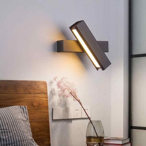 Wandmontierte Nachttischlampe – weißes Licht – schwarze Wandleuchte – drehbar (1/4)