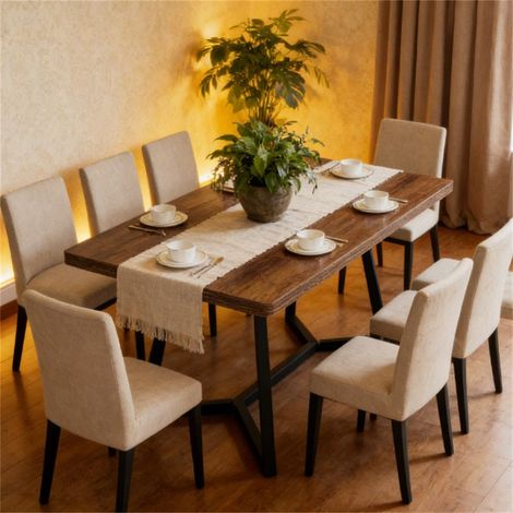 Table de salle à manger rectangulaire pour 4 personnes, petite table de cuisine ou de salle à manger avec pied en métal de style industriel (table seule) (1/5)