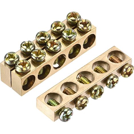 Borne Terre Barre Vis Bloc Barrière Laiton 5 Positions 40mmx5.7mmx10mm pour Électrique Distribution 3 Pièces (1/5)