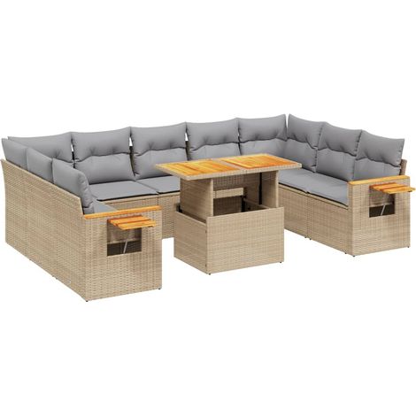 Maison Exclusive - Set de sofás de jardín 11pzas con cojines ratá (1/5)
