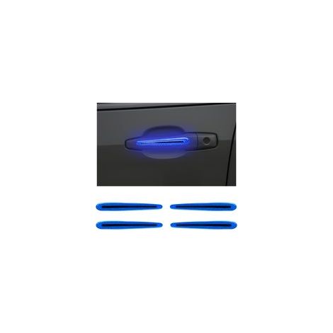 4PCS Autocollants Réfléchissants Protection de Poignée de Porte de Voiture, Bandes Anti-Rayures 3D pour Poignées de Porte de Voiture, Autocollants D'avertissement pour Poignée(Bleu) (1/5)