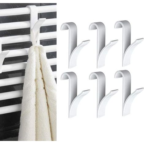 BRAVIX 8 pièces Crochets de Radiateur à Serviettes,Crochet Radiateur Sèche Serviette,Crochet pour Radiateurs Plastique Blanc, Patères Radiateur de Salle de Bain