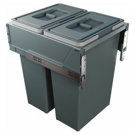 Poubelle automatique grande capacité 2 x 35 L – Fixation latérale sur meubles 16-19 mm – Acier époxy – Profondeur 478 mm – Largeur 450 mm – Elletipi
