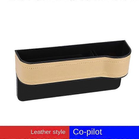 Organisateur latéral de siège avec porte-gobelet pour voiture, en cuir, multifonctionnel, combleur d'espace entre les sièges, boîte de rangement, poche de siège (A-Beige copilote)