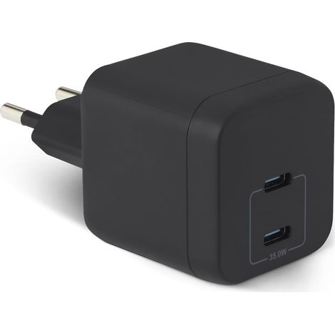 Chargeur Mural USB C Nano GaN à Chargement Rapide, 35W, 2 Ports Pour Tablettes et Téléphones, Noir (1/5)