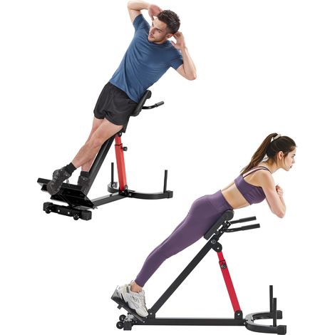 VEVOR Panca Iperestensione Sedia Romana, Macchina di Estensione Regolabile 158 kg, Attrezzatura per Muscoli Posteriori della Coscia, Parte Addominale, Panca Allenamento Palestra Domestica