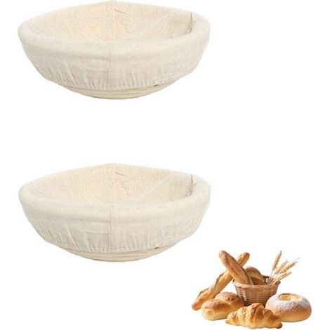 2 teiliger runder Gärkorb Gärkorb für Brot Gärkorb für Sauerteig Handgefertigte Rattanschale Backzubehör 16 cm Durchmesser Mit Stoffbezug Leicht (1/5)