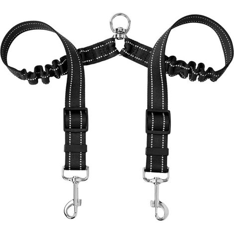 Doppelleine für Hunde, 360° drehbar, elastisch, reflektierend, für Spaziergänge (1/4)