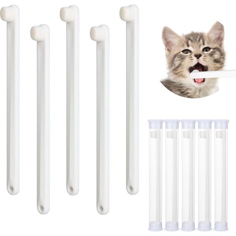 Lot de 5 brosses à dents pour petits chiens et chats – Poils micro-nano pour le nettoyage des dents des animaux (Blanc) (1/5)