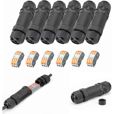 6 PCS Connecteur De Câble, Boîte De Jonction IP68, Bornes à Levier 3 Voies, Pour Câble 6-11mm, Éclairage Extérieur