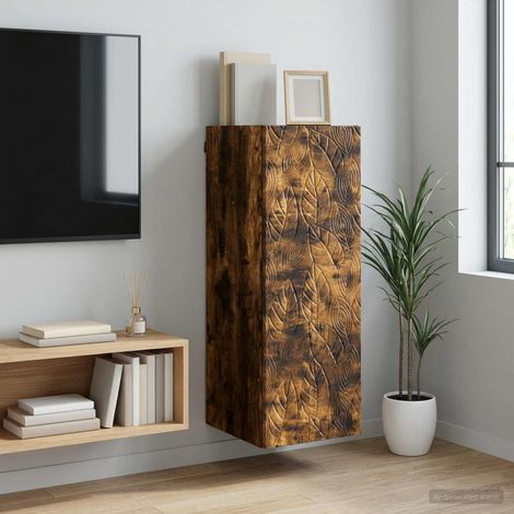 vidaXL Armoire Murale Chêne fumé 33 x 34,5 x 90 cm Bois d'ingénierie