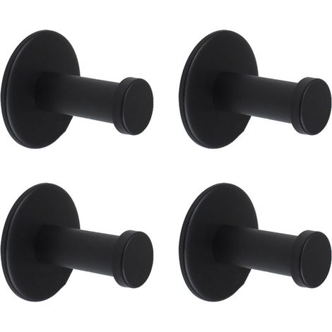 Perchero de pared, 4 unidades, adhesivo negro, sin clavos.