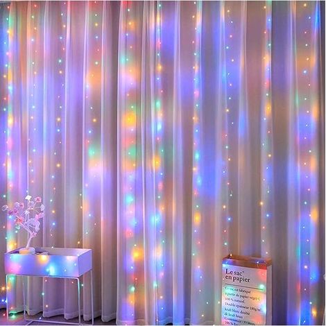 Rideau Lumineux 1X3m, Guirlandes Lumineuses 100LED Rideau Lumières, 8 Modes Scintillants Télécommande, Alimenté USB, pour Rideau de Fenêtre, Mariage, Fête, Noël, Sapin Noel