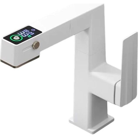 Modern high-tech bathroom mixer tap with wide range of motion – White (1/5)