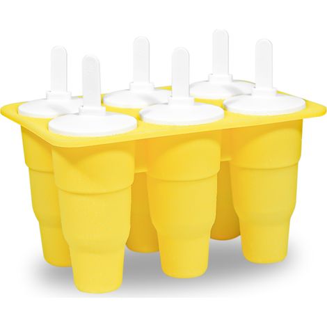 Moules à glace pliables - Moule à bâtonnets glacés en silicone, 2 moules à glace à l'eau faciles à démouler (Jaune + Bleu marine)