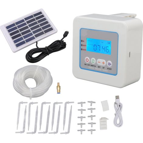 Kit d'irrigation goutte-à-goutte automatique, minuterie Programmable, pulvérisateur solaire multifonction avec affichage LED