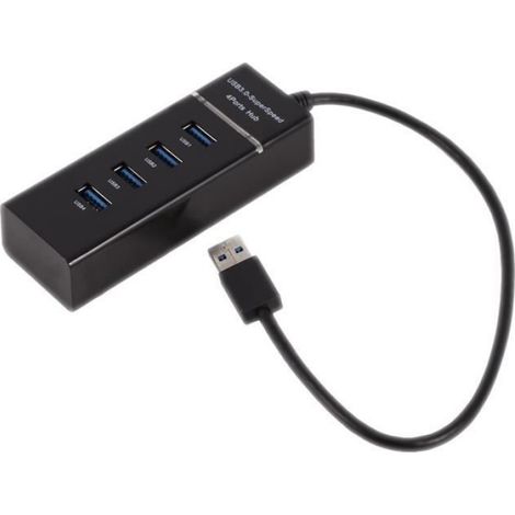 Duokon USB3.0 Adaptateur de convertisseur de hub USB 3.0 haute vitesse 4 ports Extender portable pour lecteur de carte Macbook noir