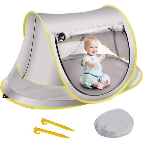 Tienda de campaña infantil con protección UV SPF 50+ para playa, piscina, viento y arena, Parasol portátil y plegable para niños al aire libre (1/5)